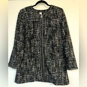 Black, silver and blue tweed jacket